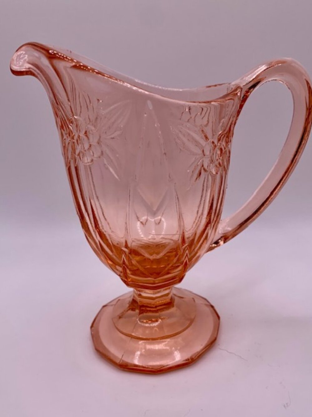 German Pressed Glass PINK Creamer Pitcher